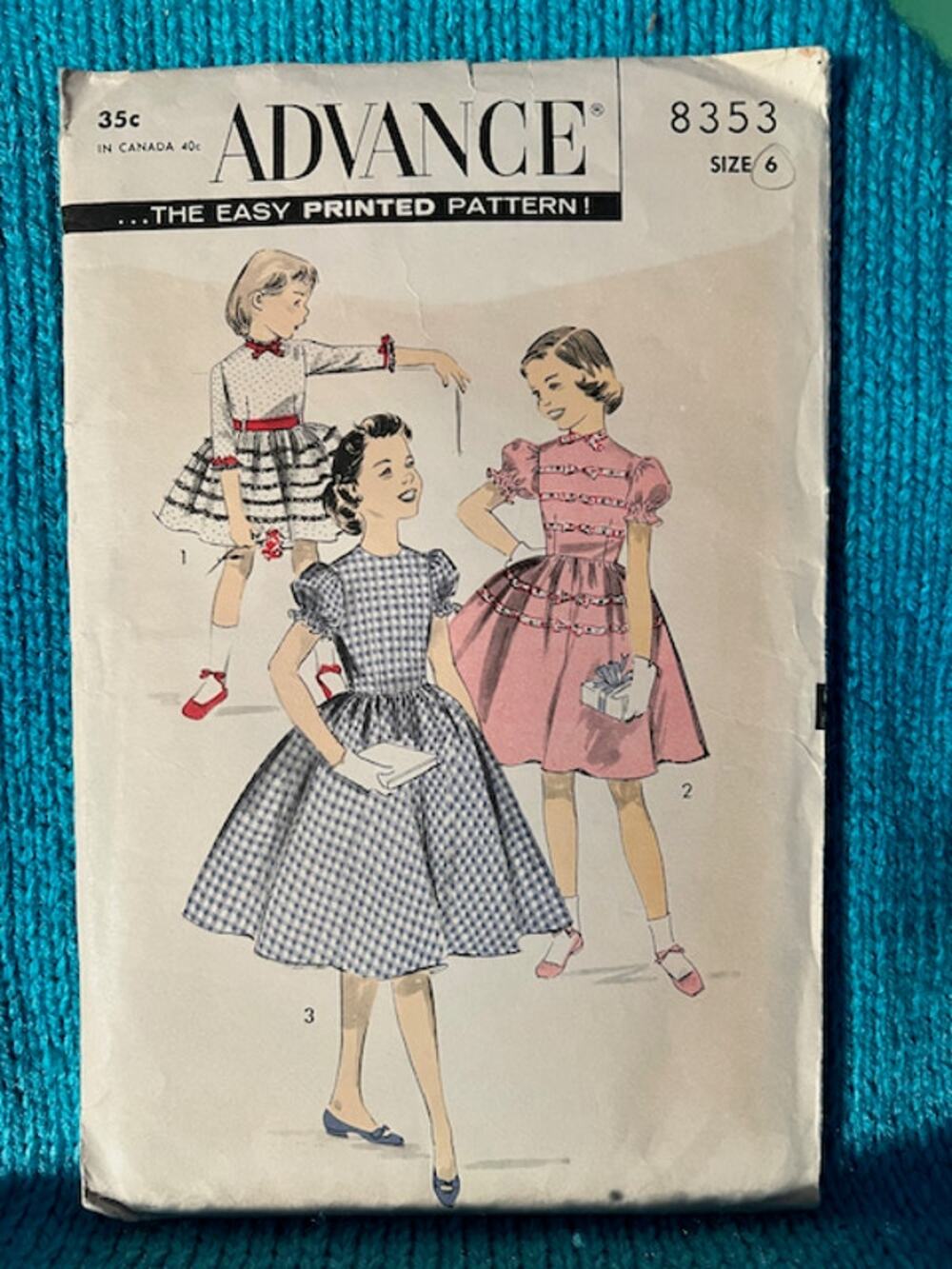 Advance 8353 girls circle skirt dress 1950s